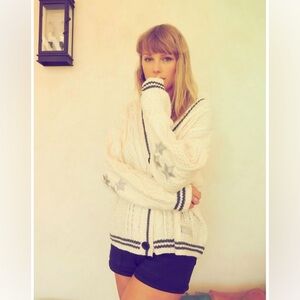 Taylor Swift Cream and Black Cardigan